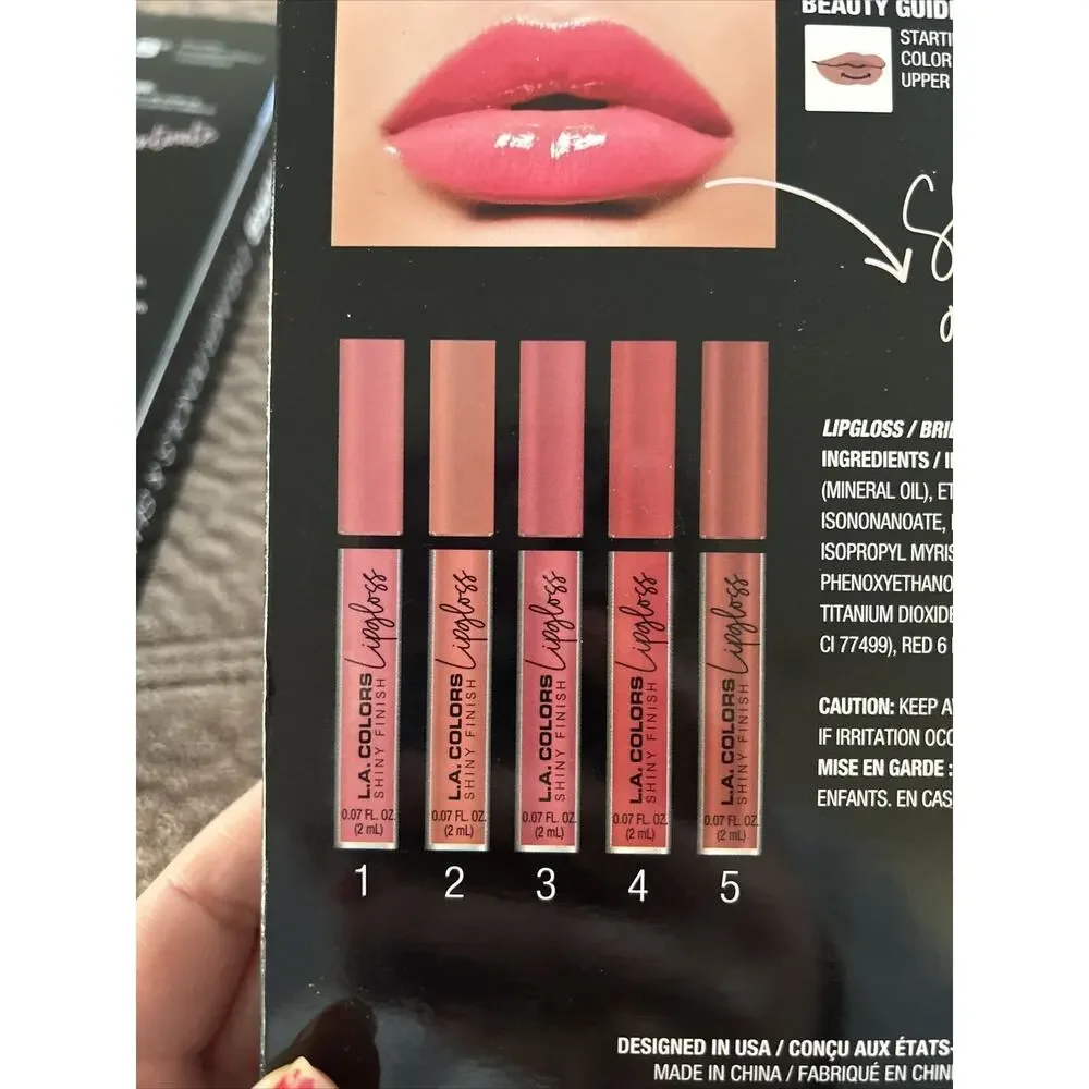 (2) LA Colors Makeup Cosmetics (1) Lip Gloss Set 5 Pc 0.07 fl oz & (1) Eyeliners